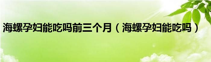 海螺孕婦能吃嗎前三個(gè)月（海螺孕婦能吃嗎）