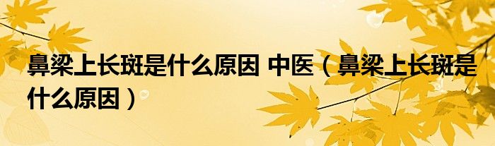 鼻梁上長斑是什么原因 中醫(yī)（鼻梁上長斑是什么原因）