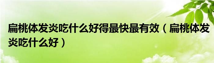 扁桃體發(fā)炎吃什么好得最快最有效（扁桃體發(fā)炎吃什么好）