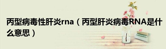 丙型病毒性肝炎rna（丙型肝炎病毒RNA是什么意思）