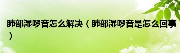 肺部濕啰音怎么解決（肺部濕啰音是怎么回事）