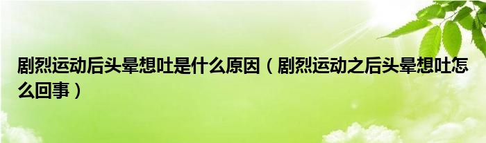 劇烈運動后頭暈想吐是什么原因（劇烈運動之后頭暈想吐怎么回事）