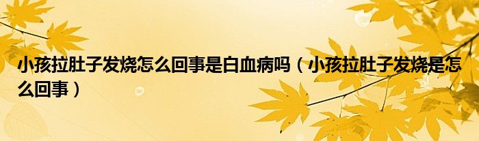 小孩拉肚子發(fā)燒怎么回事是白血病嗎（小孩拉肚子發(fā)燒是怎么回事）