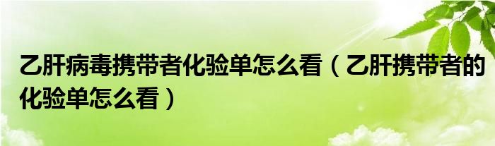 乙肝病毒攜帶者化驗單怎么看（乙肝攜帶者的化驗單怎么看）