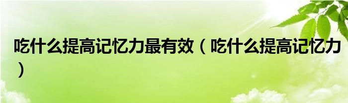 吃什么提高記憶力最有效（吃什么提高記憶力）