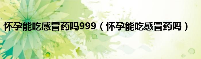 懷孕能吃感冒藥嗎999（懷孕能吃感冒藥嗎）