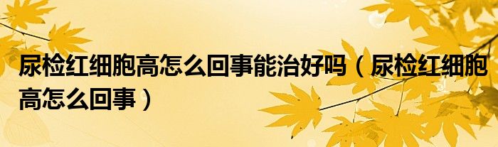 尿檢紅細(xì)胞高怎么回事能治好嗎（尿檢紅細(xì)胞高怎么回事）