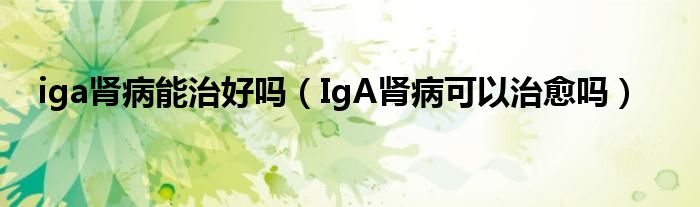 iga腎病能治好嗎（IgA腎病可以治愈嗎）