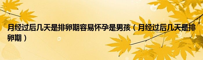 月經(jīng)過后幾天是排卵期容易懷孕是男孩（月經(jīng)過后幾天是排卵期）