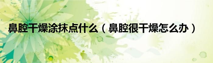 鼻腔干燥涂抹點(diǎn)什么（鼻腔很干燥怎么辦）