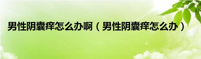 男性陰囊癢怎么辦?。行躁幠野W怎么辦）