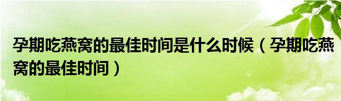 孕期吃燕窩的最佳時間是什么時候（孕期吃燕窩的最佳時間）