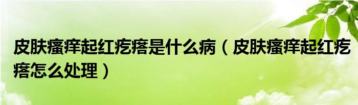 皮膚瘙癢起紅疙瘩是什么?。ㄆつw瘙癢起紅疙瘩怎么處理）