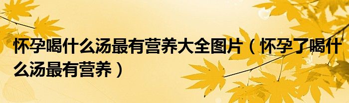 懷孕喝什么湯最有營(yíng)養(yǎng)大全圖片（懷孕了喝什么湯最有營(yíng)養(yǎng)）