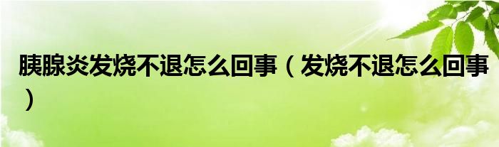 胰腺炎發(fā)燒不退怎么回事（發(fā)燒不退怎么回事）