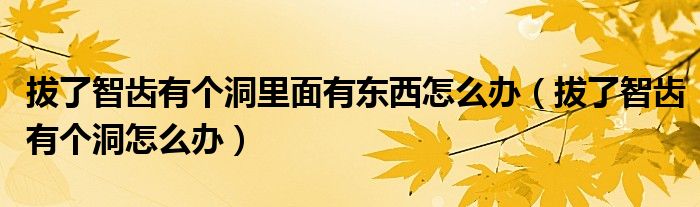 拔了智齒有個(gè)洞里面有東西怎么辦（拔了智齒有個(gè)洞怎么辦）