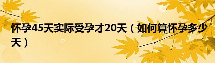 懷孕45天實際受孕才20天（如何算懷孕多少天）