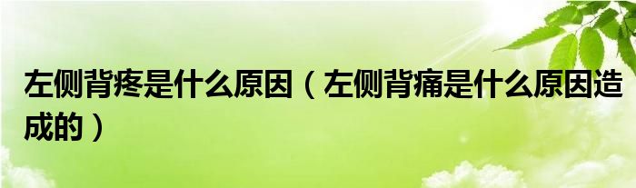 左側(cè)背疼是什么原因（左側(cè)背痛是什么原因造成的）