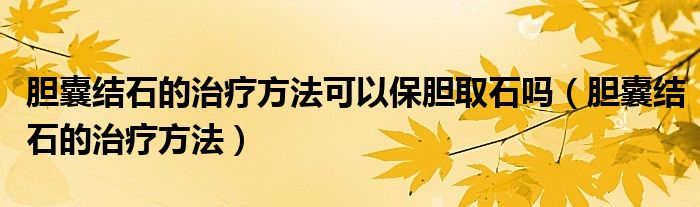 膽囊結(jié)石的治療方法可以保膽取石嗎（膽囊結(jié)石的治療方法）