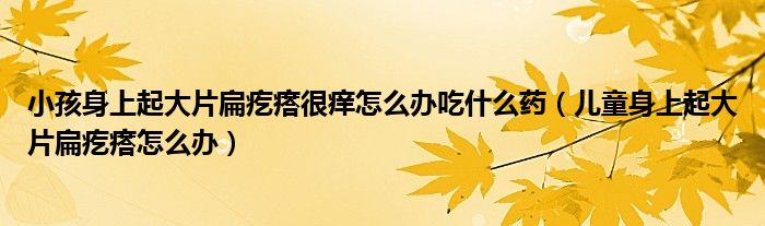 小孩身上起大片扁疙瘩很癢怎么辦吃什么藥（兒童身上起大片扁疙瘩怎么辦）